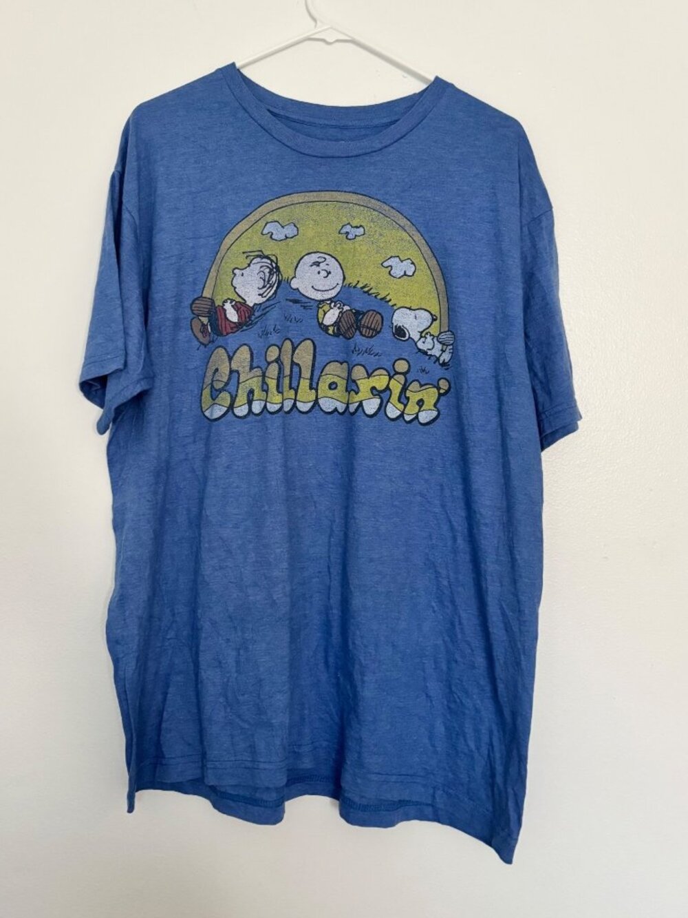 Peanuts By Schulz Chillaxin Graphic T-Shirt Blue XL Cotton Blend Made In Mexico